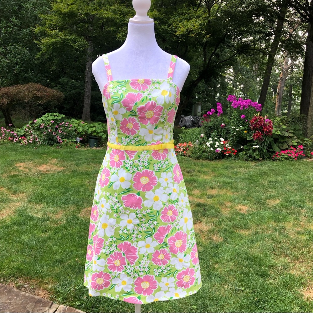 Pink and Green Floral Dress